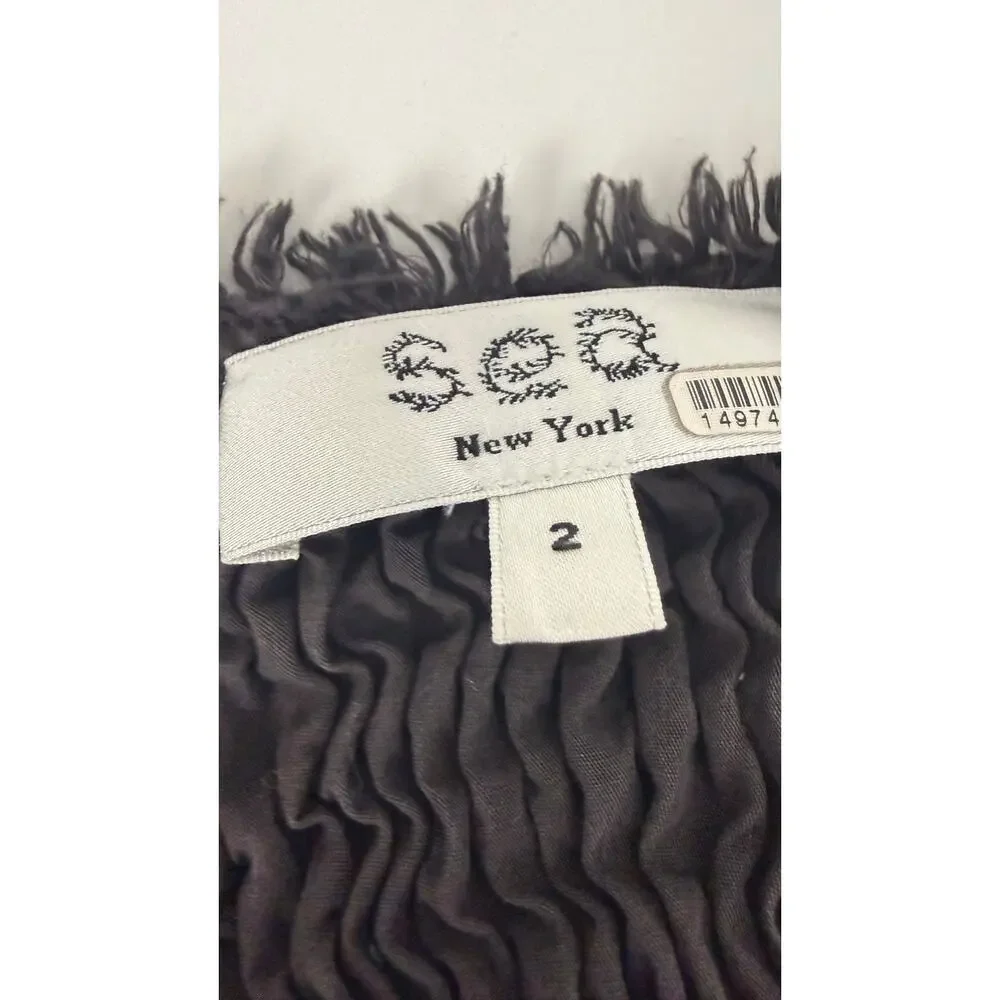 Sea New York Womens Casey Long Sleeve Raw Hem Fit & Flare Black Midi Dress 2 - Picture 10 of 11